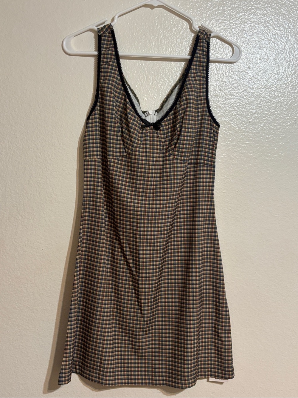 Plaid Sleeveless Dress - Brown/Black